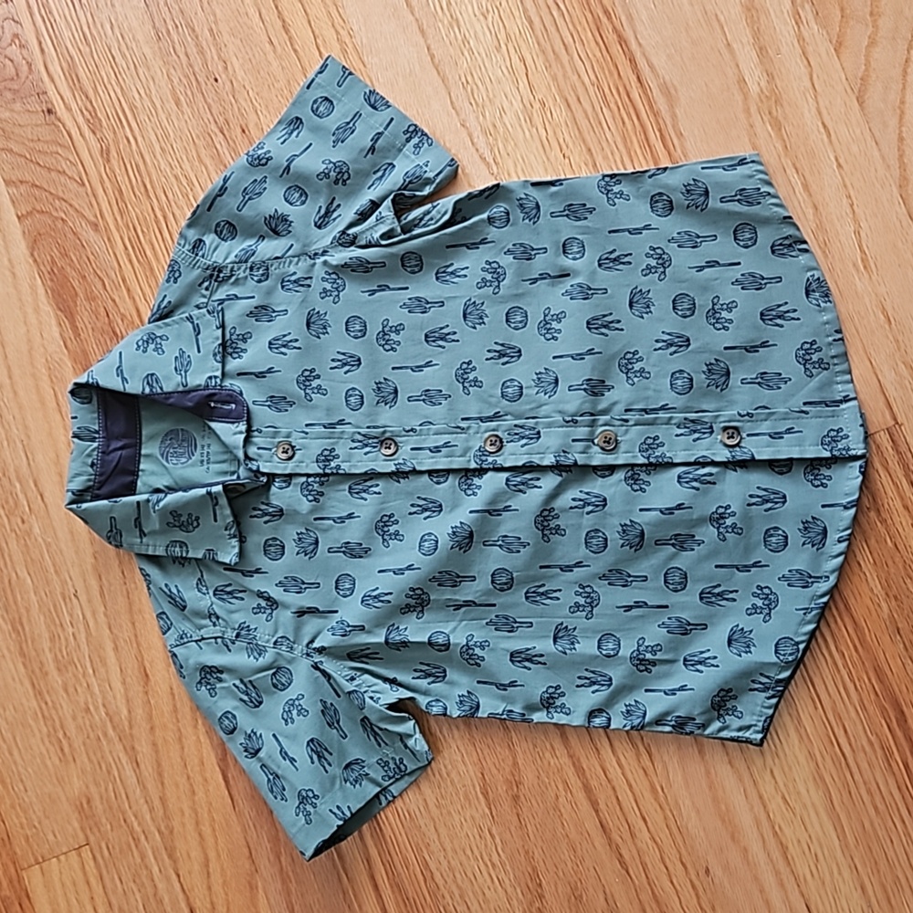 Boys Cactus Print Short Sleeve Button-up Shirt